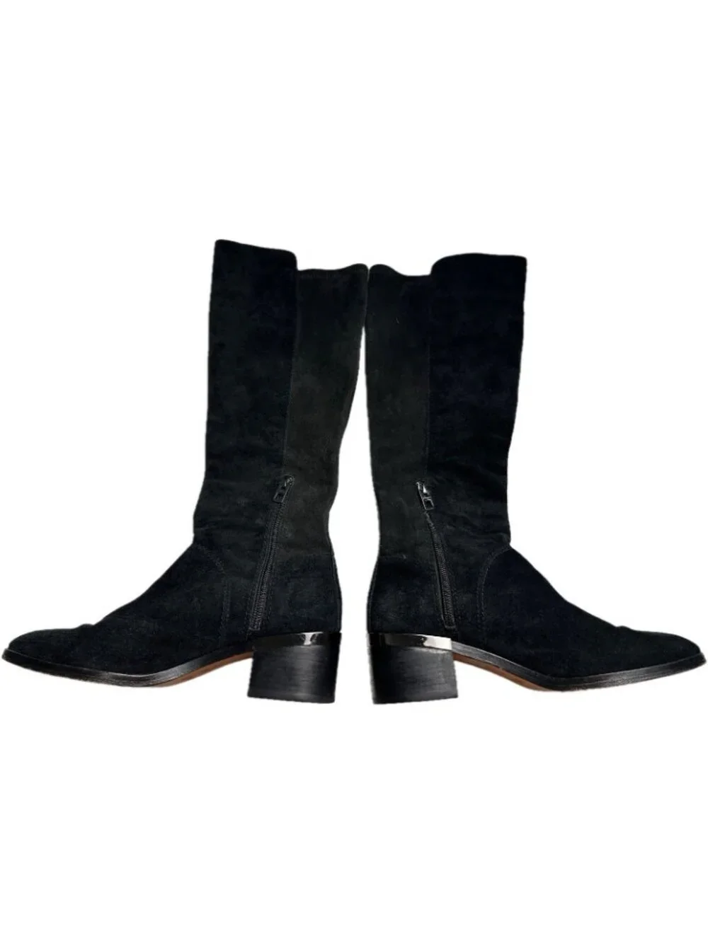Coach Suede Ryder Tall Boots Logo Block Heel Black 6.5 B